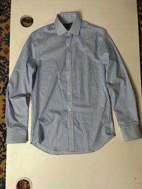 Tommy Hilfiger Light Blue and White Pinstripe Dress Shirt